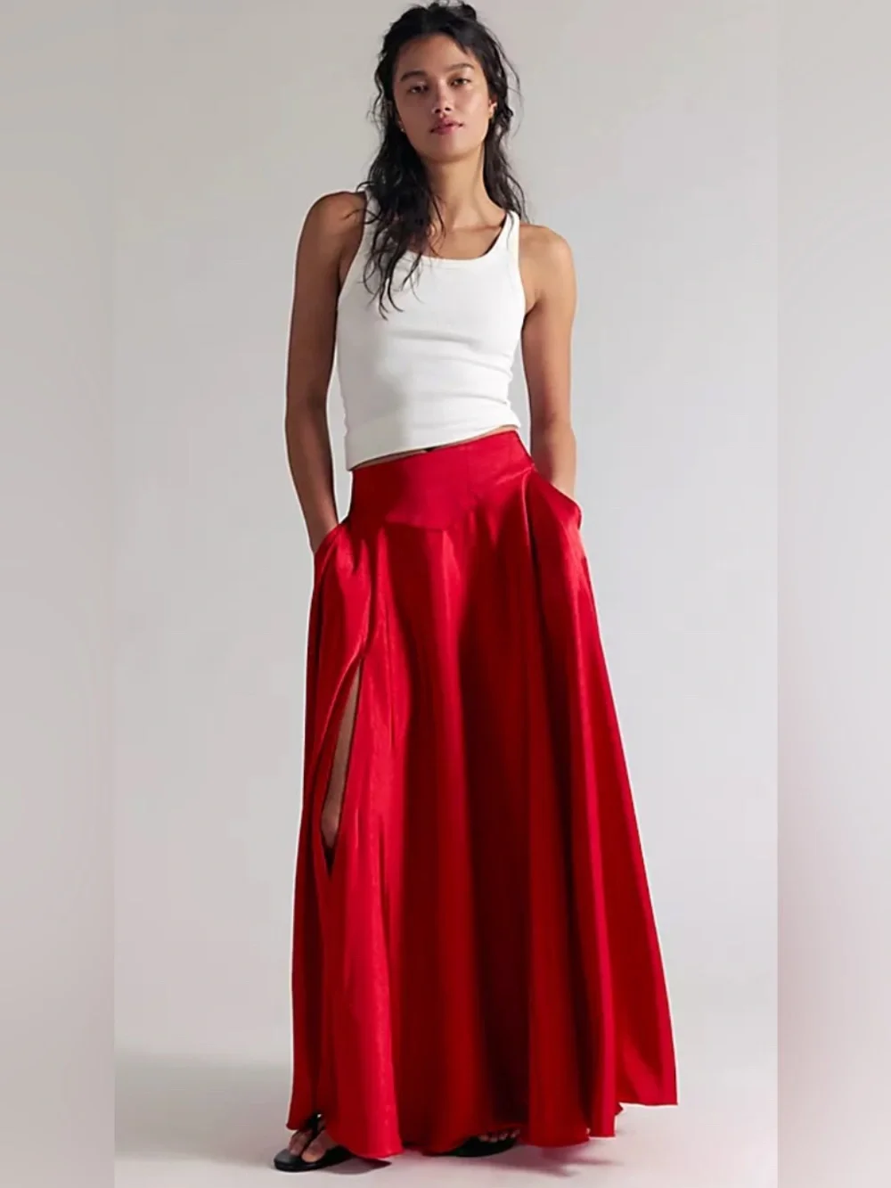 Free People Chilco Salsa Maxi Skirt with High Side Slit Women’s Size 4